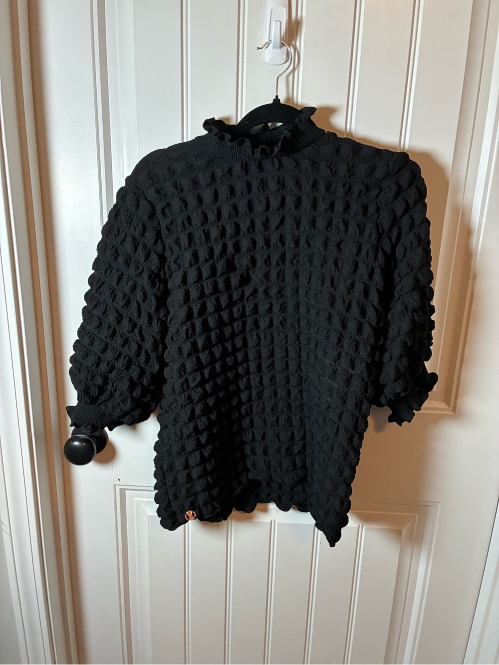 Simply Southern Black Textured Puff-Sleeve Tunic Top